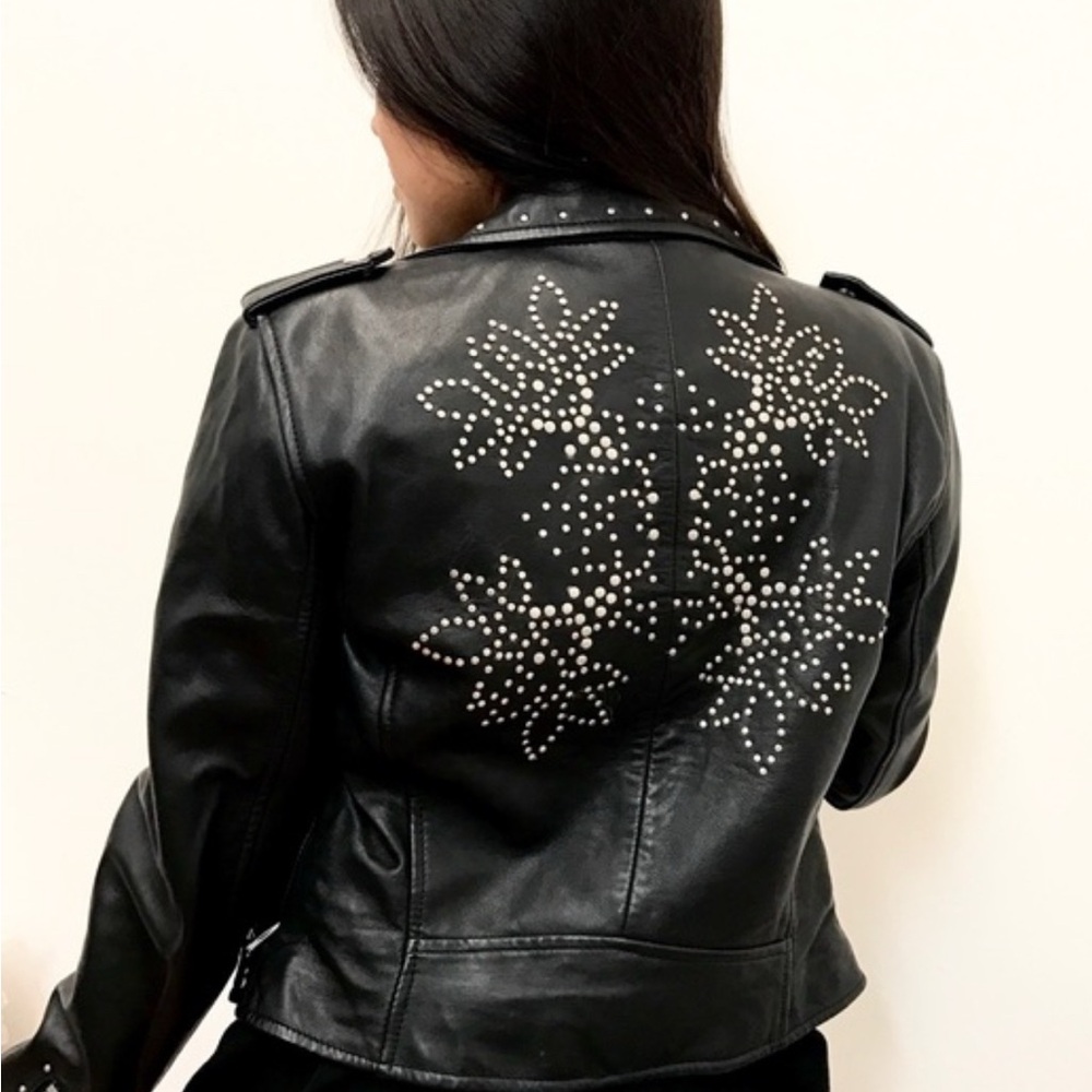 Like New Zara Leather moto jacket bomber